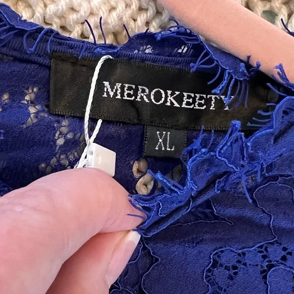 NWT l Beautiful Merokeety Vibrant Blue Lace Dress! XL - Picture 6 of 10
